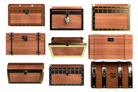 realistic 3d render of chestsの写真素材