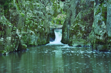 photo of small waterfall in forestの写真素材