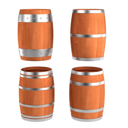 realistic 3d render of wine barrels