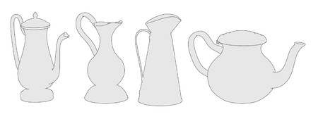cartoon image of antique teapotsの写真素材