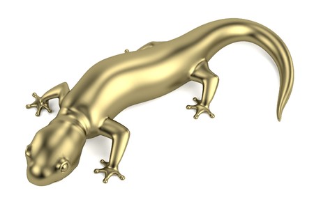 realistic 3d render of golden salamanderの写真素材