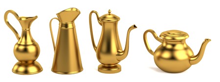 realistic 3d render of antique teapotsの写真素材