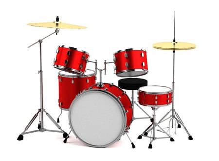 realistic 3d render of drumsetの写真素材
