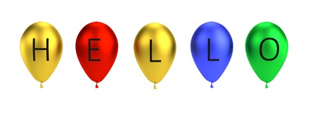 3d render of balloon letters - helloの写真素材