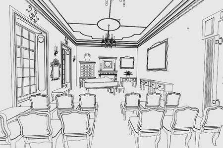 cartoon image of manor interiorの写真素材