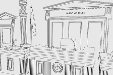 cartoon image of court roomの写真素材