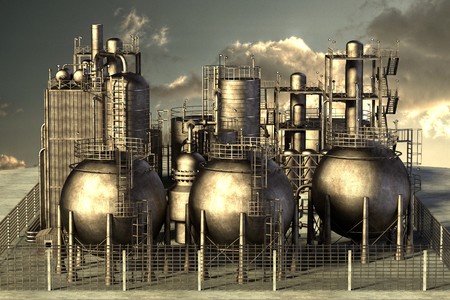 3d render of oil refinery