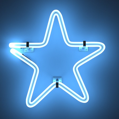3d render of neon lights - starの写真素材