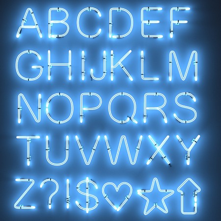 3d render of neon lights - alphabetの写真素材