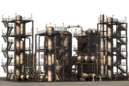 3d render of oil refineryの写真素材