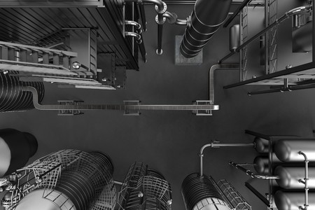 3d render of oil refineryの写真素材
