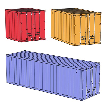 2d cartoon illustraion of cargo containersの写真素材