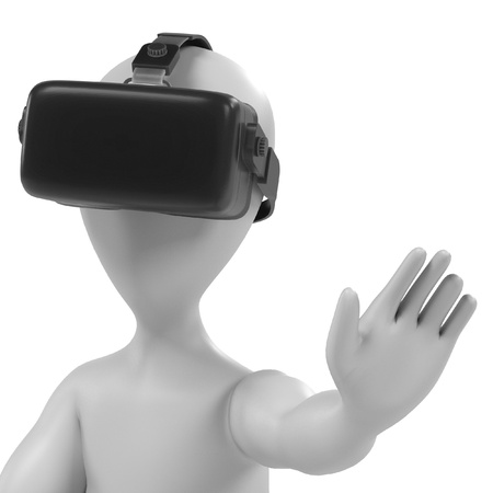 3d render of character with VR headsetの写真素材