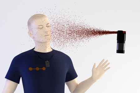 3d render of character with pepper spray