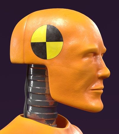realistic 3d render of crash test dummyの写真素材