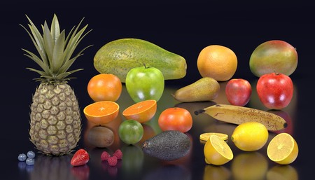 realistic 3d render of fruit collectionの写真素材