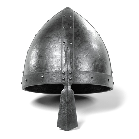 realistic 3d render of medieval helmetの写真素材