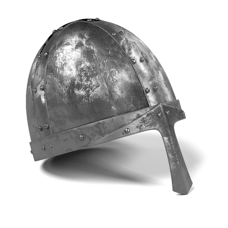 realistic 3d render of medieval helmetの写真素材