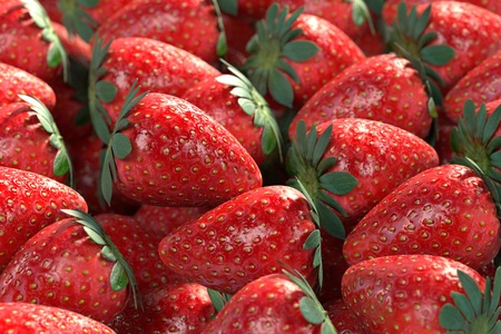 Realistic 3d render of strawberriesの写真素材