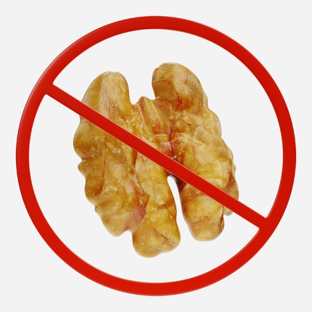 3D Render of Prohibition Sign with Walnutの写真素材