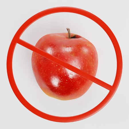 3D Render of Prohibition Sign with Appleの写真素材