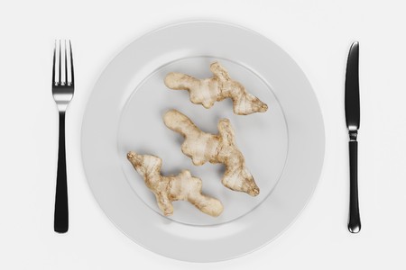 3D Render of Ginger on Plateの写真素材