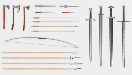 Realistic 3d Render of Viking Weaponsの写真素材