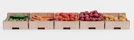 Realistic 3D Render of Vegetable in Boxesの写真素材