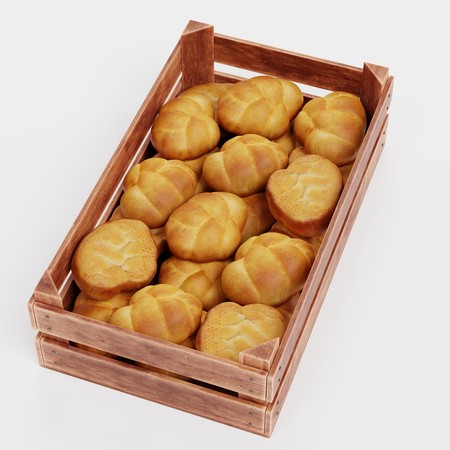 Realistic 3D Render of Bread Rolls in Box