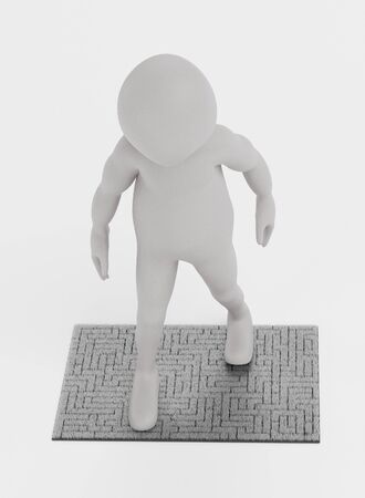 3D Render of Character with Welcome Matの写真素材