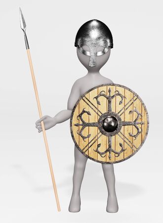 3D Render of Cartoon Character as Viking Warriorの写真素材