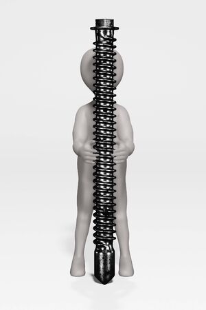 3D Render of Cartoon Character with Screwの写真素材