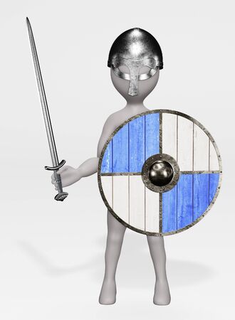 3D Render of Cartoon Character as Viking Warriorの写真素材