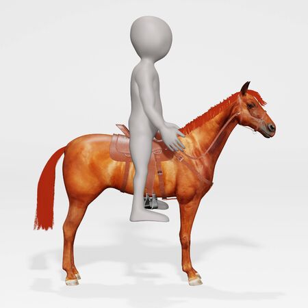 3D Render of Cartoon Character with Horseの写真素材