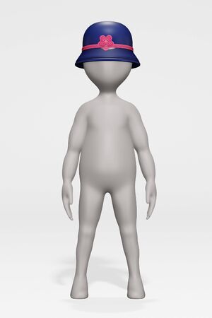 3D Render of Cartoon Character with Hatの写真素材