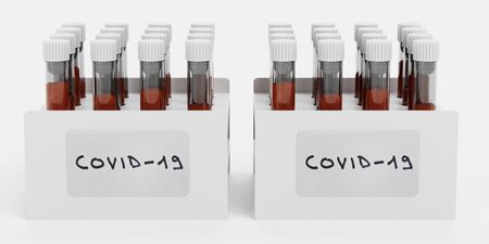Realistic 3D Render of Test Tubes - Covid-19 Testの写真素材