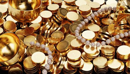 Realistic 3D Render of Treasure Chestの写真素材