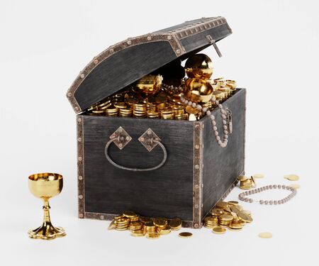 Realistic 3D Render of Treasure Chestの写真素材