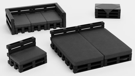 Realistic 3D Render of Pallet Furniture - Blackの写真素材