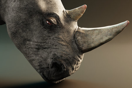 Realistic 3D Render of White Rhinocerosの写真素材
