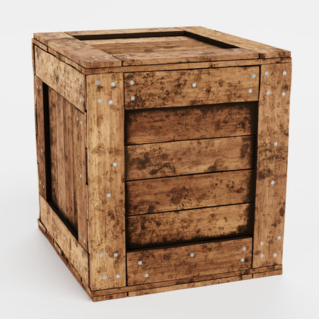 Realistic 3D Render of Wooden Boxの写真素材