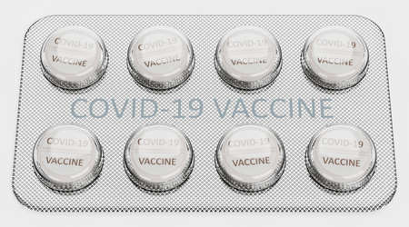 Realistic 3D Render of Blister with Covid Vaccine Pills