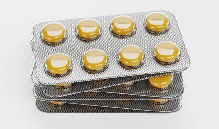 Realistic 3D Render of Blister with Pillsの写真素材