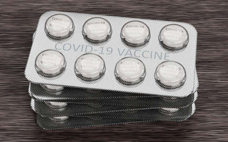 Realistic 3D Render of Blister with Covid Vaccine Pills
