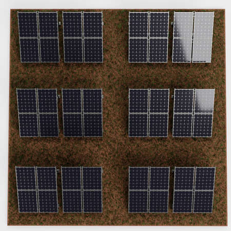 Realistic 3D Render of Solar Panel Farm