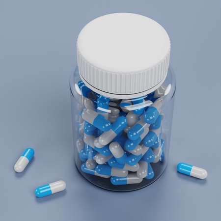 Realistic 3D Render of Bottle with Pills