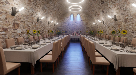 Realistic 3D Render of Cellar Restaurantの写真素材