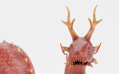 Realistic 3D Render of Chinese Dragonの写真素材