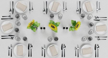 Realistic 3D Render of Restaurant Tableの写真素材