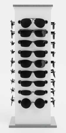 Realistic 3D Render of Sunglasses on Standの写真素材